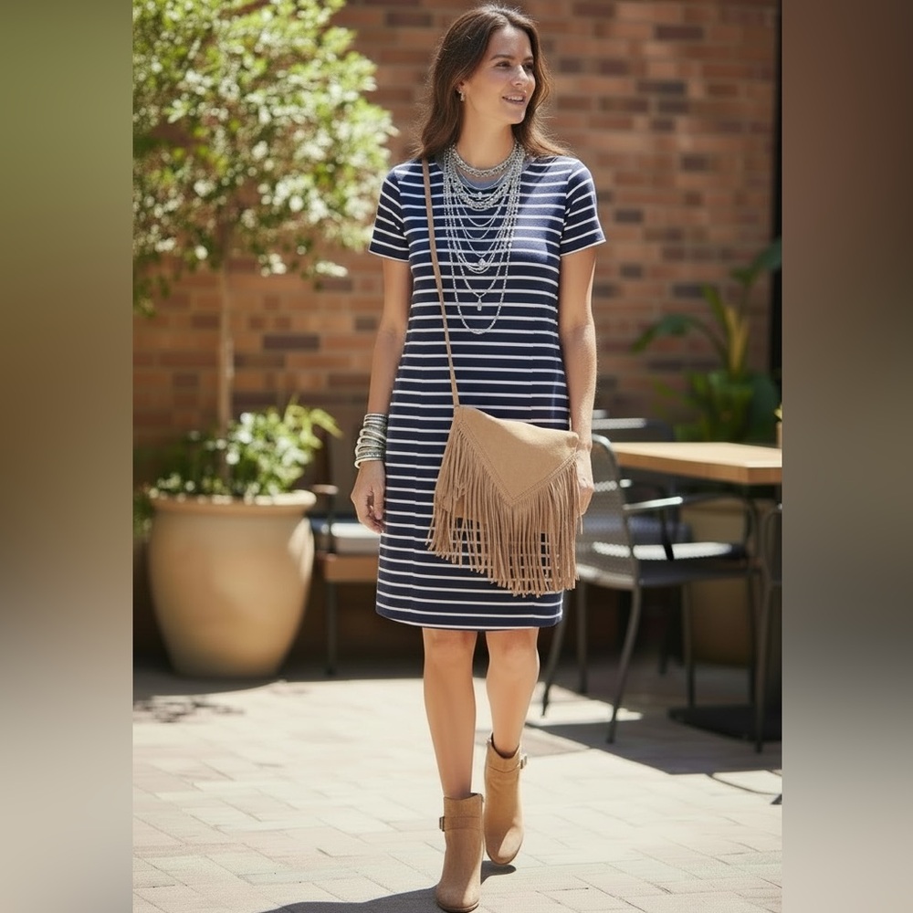 Jane and Delaney Striped Short Sleeve Sundress Size Medium - gently used